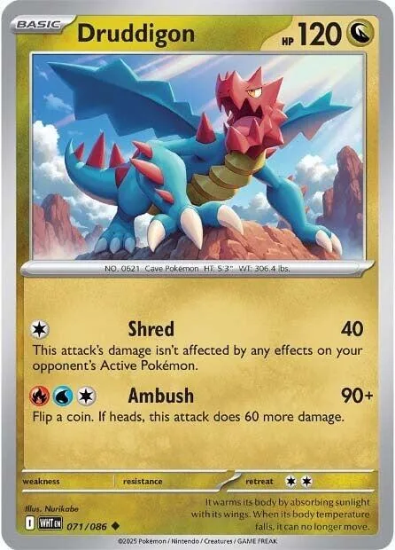 Druddigon #071/086 Reverse Holofoil Pokémon card from White Flare