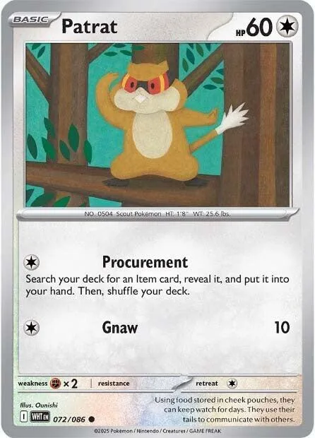 Patrat #072/086 Reverse Holofoil Pokémon card from White Flare