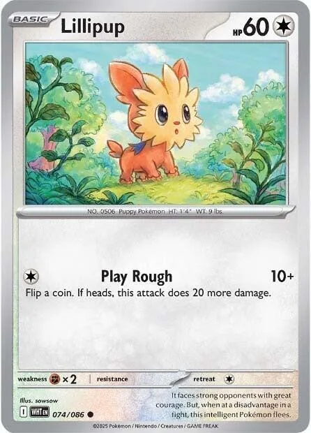 Lillipup #074/086 Reverse Holofoil Pokémon card from White Flare