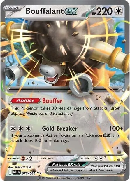 Bouffalant ex #077/086 Holofoil Pokémon card from White Flare