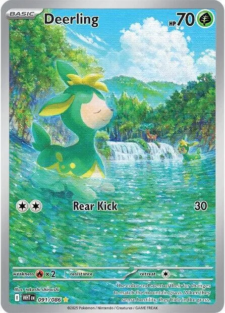 Deerling #091/086 Holofoil Pokémon card from White Flare