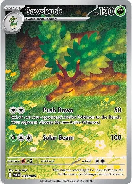 Sawsbuck #092/086 Holofoil Pokémon card from White Flare