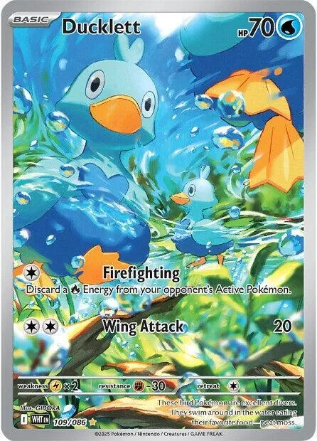 Ducklett #109/086 Holofoil Pokémon card from White Flare