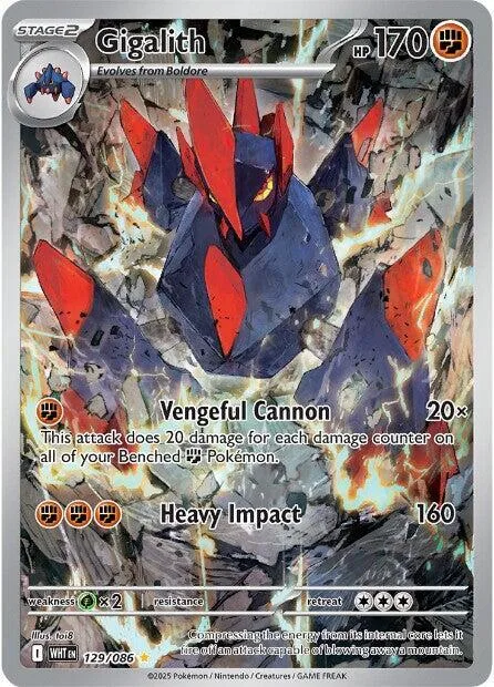 Gigalith #129/086 Holofoil Pokémon card from White Flare