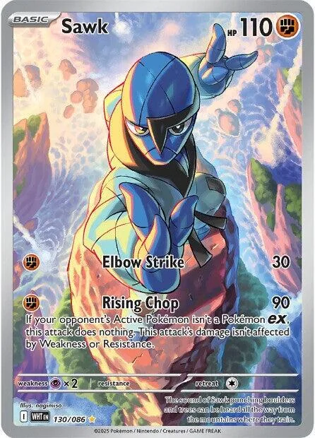 Sawk #130/086 Holofoil Pokémon card from White Flare