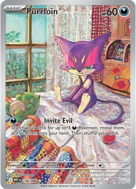 Purrloin #136/086 Holofoil Pokémon card from White Flare