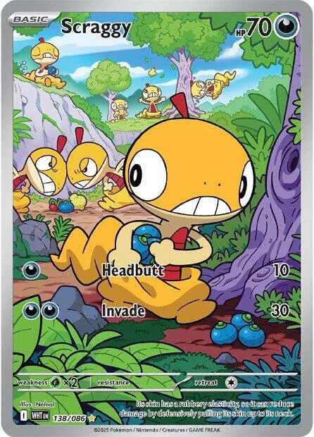 Scraggy #138/086 Holofoil Pokémon card from White Flare