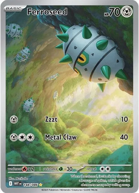 Ferroseed #148/086 Holofoil Pokémon card from White Flare