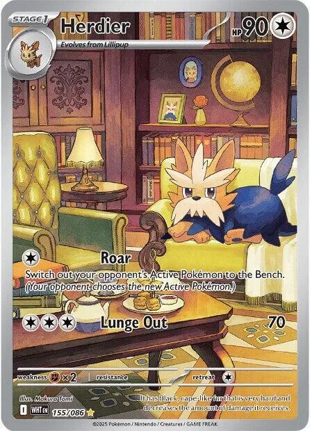 Herdier #155/086 Holofoil Pokémon card from White Flare