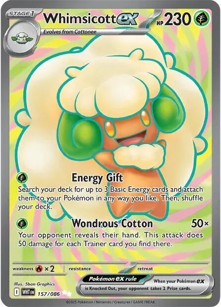 Whimsicott ex #157/086 Holofoil Pokémon card from White Flare