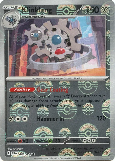 Klinklang Poke Ball Pattern #063/086 Holofoil Pokémon card from Black Bolt