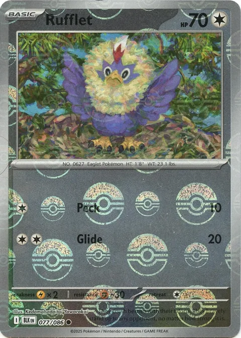 Rufflet Poke Ball Pattern #077/086 Holofoil Pokémon card from Black Bolt