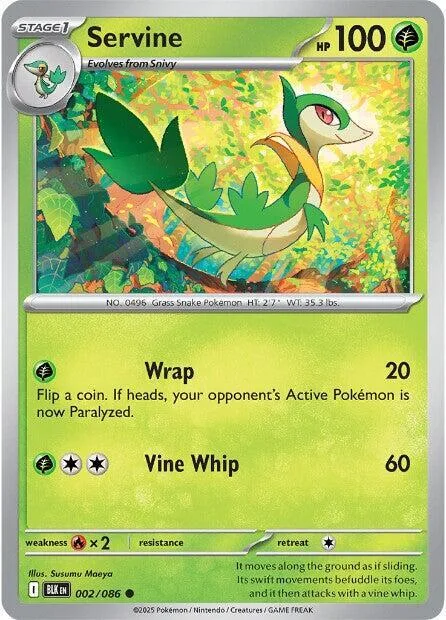 Servine #002/086 Pokémon card from Black Bolt