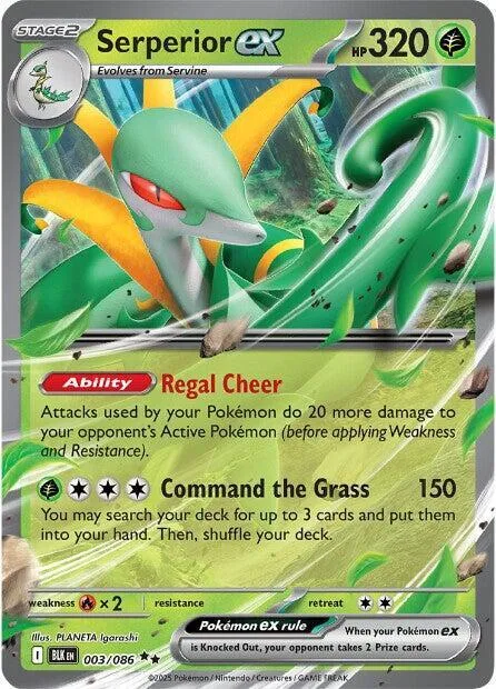 Serperior ex #003/086 Holofoil Pokémon card from Black Bolt