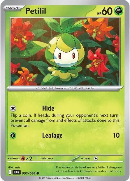 Petilil #006/086 Reverse Holofoil Pokémon card from Black Bolt