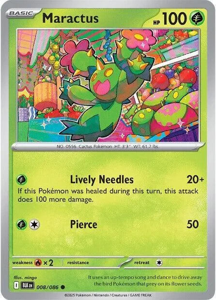 Maractus #008/086 Reverse Holofoil Pokémon card from Black Bolt