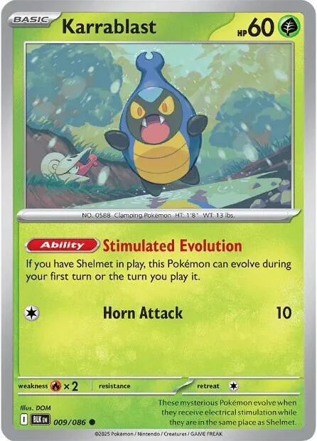 Karrablast #009/086 Reverse Holofoil Pokémon card from Black Bolt