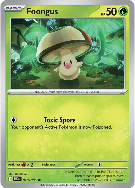 Foongus #010/086 Reverse Holofoil Pokémon card from Black Bolt
