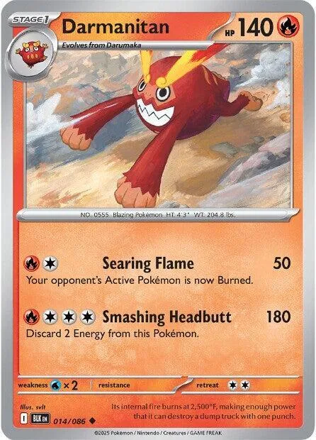 Darmanitan #014/086 Pokémon card from Black Bolt