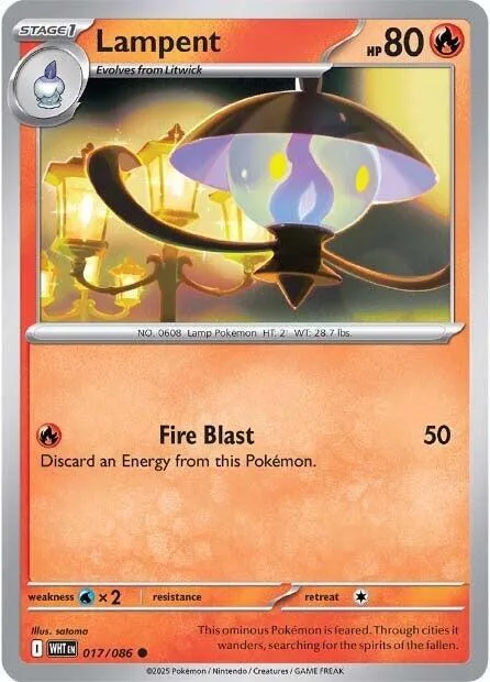 Lampent #017/086 Reverse Holofoil Pokémon card from White Flare