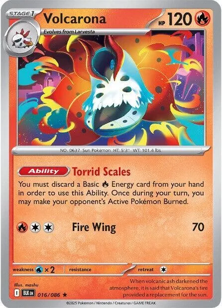 Volcarona #016/086 Reverse Holofoil Pokémon card from Black Bolt