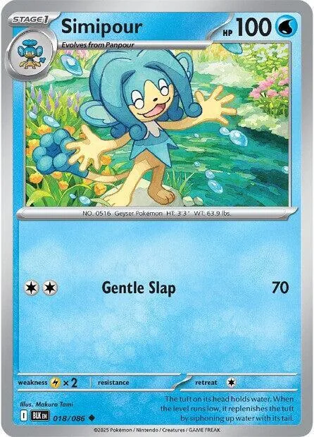 Simipour #018/086 Reverse Holofoil Pokémon card from Black Bolt