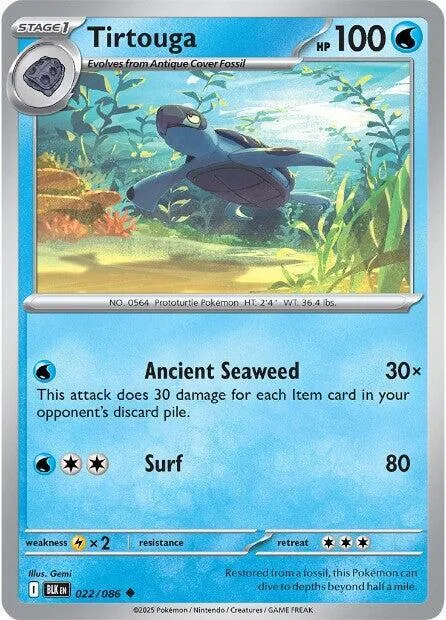 Tirtouga #022/086 Reverse Holofoil Pokémon card from Black Bolt