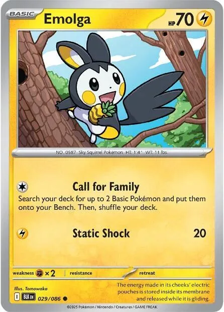 Emolga #029/086 Reverse Holofoil Pokémon card from Black Bolt