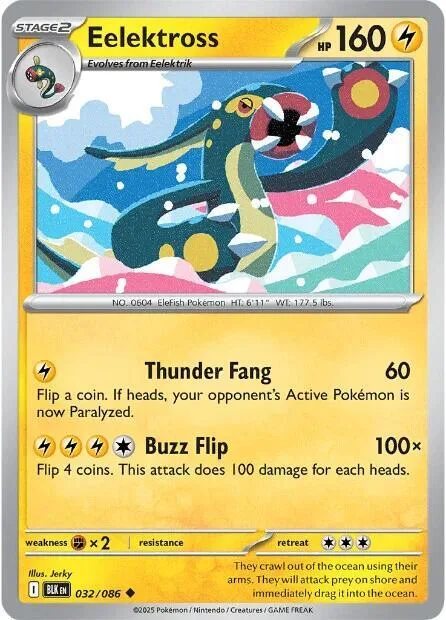 Eelektross #032/086 Reverse Holofoil Pokémon card from Black Bolt