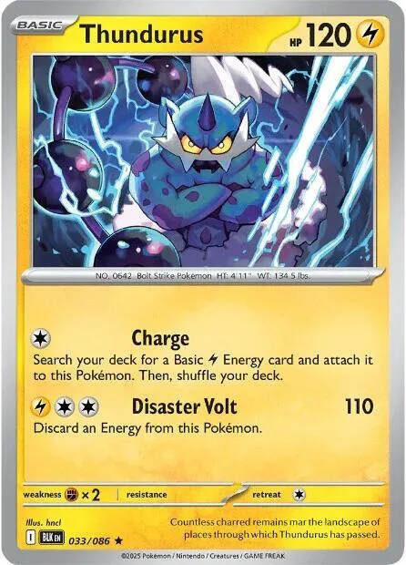 Thundurus #033/086 Reverse Holofoil Pokémon card from Black Bolt