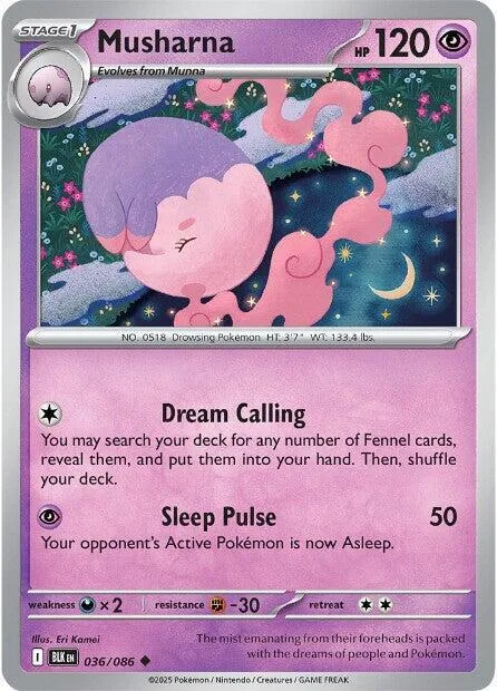 Musharna #036/086 Reverse Holofoil Pokémon card from Black Bolt