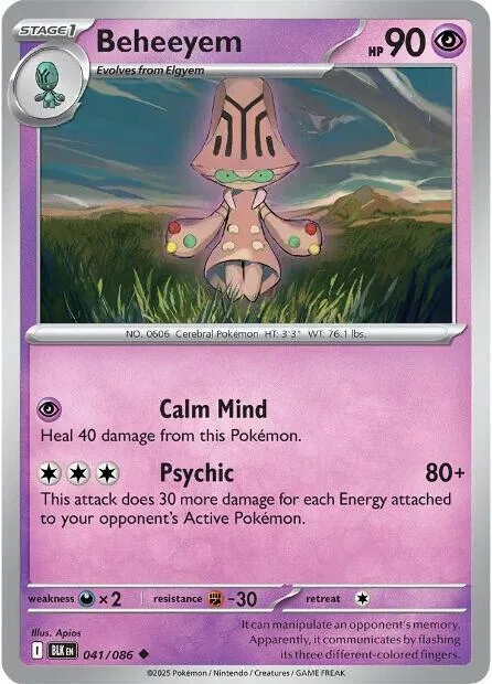 Beheeyem #041/086 Reverse Holofoil Pokémon card from Black Bolt