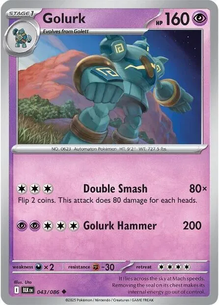 Golurk #043/086 Reverse Holofoil Pokémon card from Black Bolt