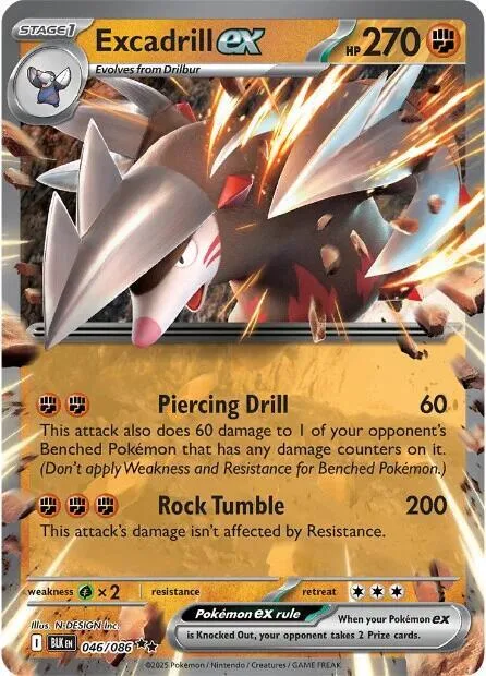 Excadrill ex #046/086 Holofoil Pokémon card from Black Bolt