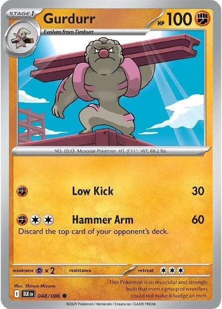 Gurdurr #048/086 Pokémon card from Black Bolt