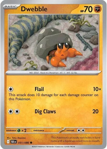 Dwebble #051/086 Reverse Holofoil Pokémon card from Black Bolt
