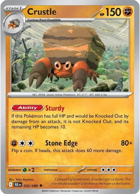 Crustle #052/086 Pokémon card from Black Bolt