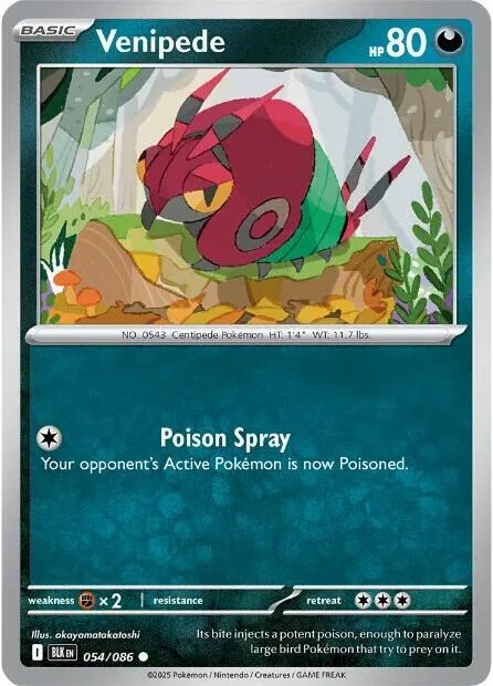Venipede #054/086 Pokémon card from Black Bolt