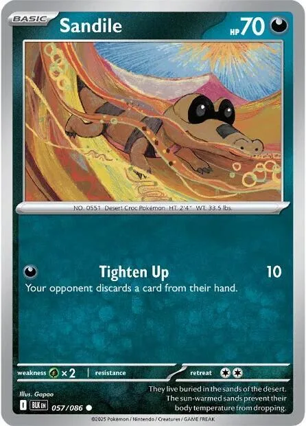 Sandile #057/086 Pokémon card from Black Bolt