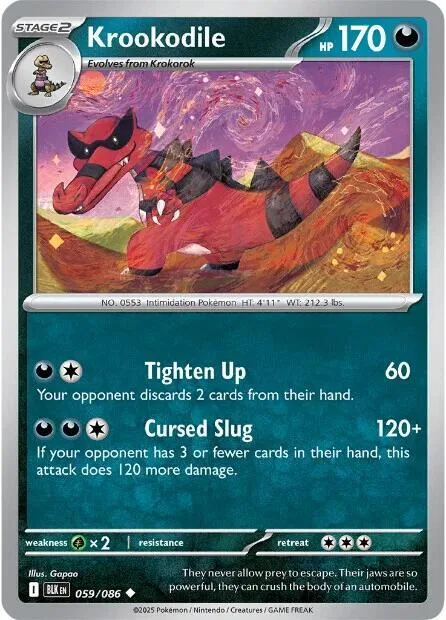 Krookodile #059/086 Reverse Holofoil Pokémon card from Black Bolt