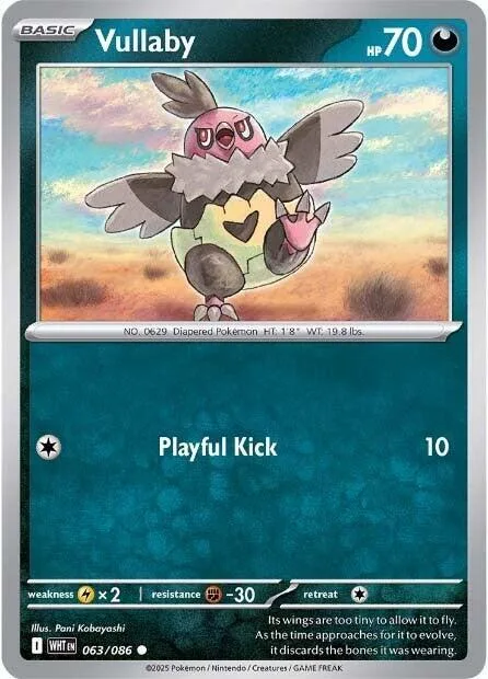 Vullaby #063/086 Reverse Holofoil Pokémon card from White Flare
