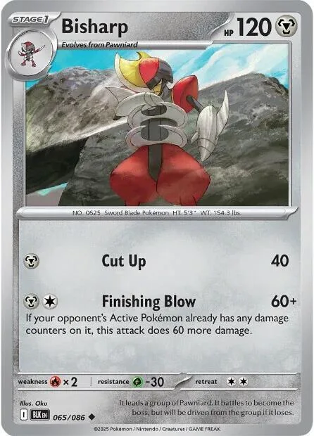 Bisharp #065/086 Reverse Holofoil Pokémon card from Black Bolt