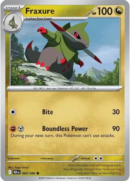 Fraxure #069/086 Pokémon card from Black Bolt