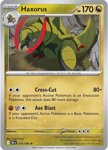 Haxorus #070/086 Holofoil Pokémon card from Black Bolt