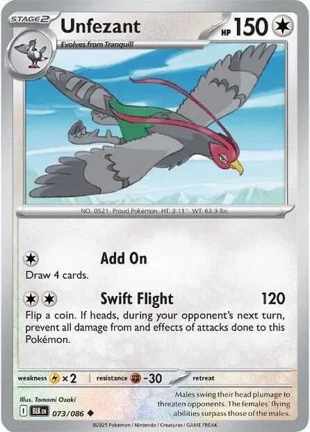 Unfezant #073/086 Pokémon card from Black Bolt