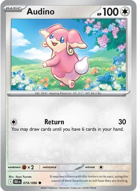 Audino #074/086 Reverse Holofoil Pokémon card from Black Bolt