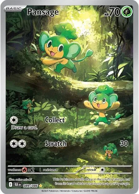 Pansage #089/086 Holofoil Pokémon card from Black Bolt