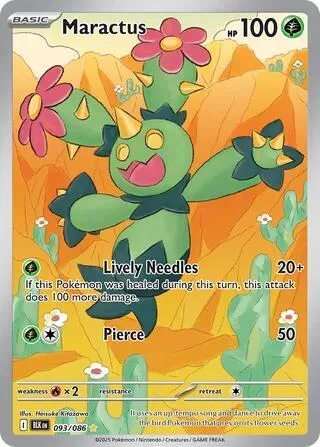 Maractus #093/086 Holofoil Pokémon card from Black Bolt