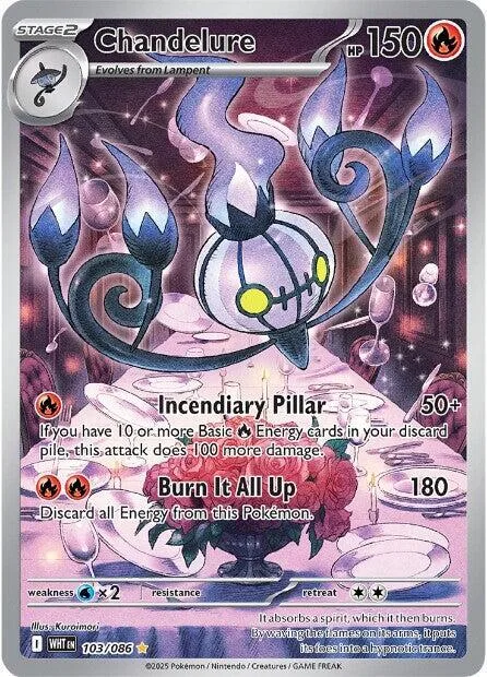 Chandelure #103/086 Holofoil Pokémon card from White Flare
