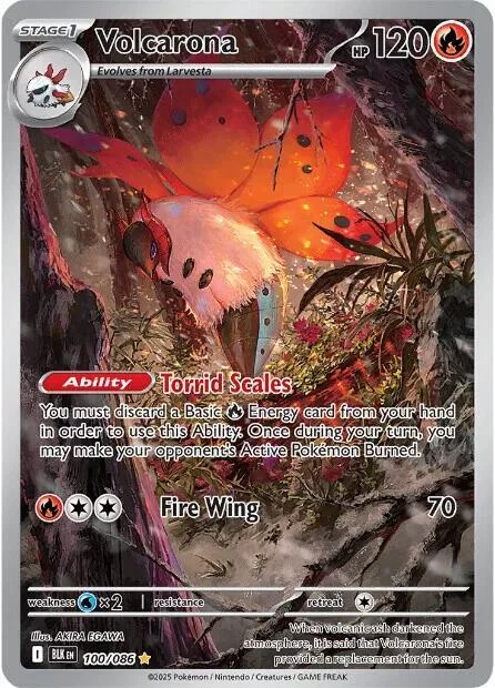 Volcarona #100/086 Holofoil Pokémon card from Black Bolt